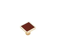 Mâner U02332 Small Knob Brushed Brass+Cafeniu Piele