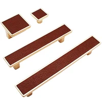 Mâner U02332 Small Knob Brushed Brass+Cafeniu Piele 5