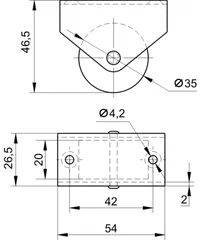 Caster wheel S03000001 / H-46,5 / D-35
