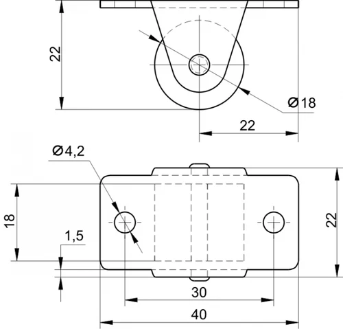 Caster wheel S03000009 M / H-22 / D-18
